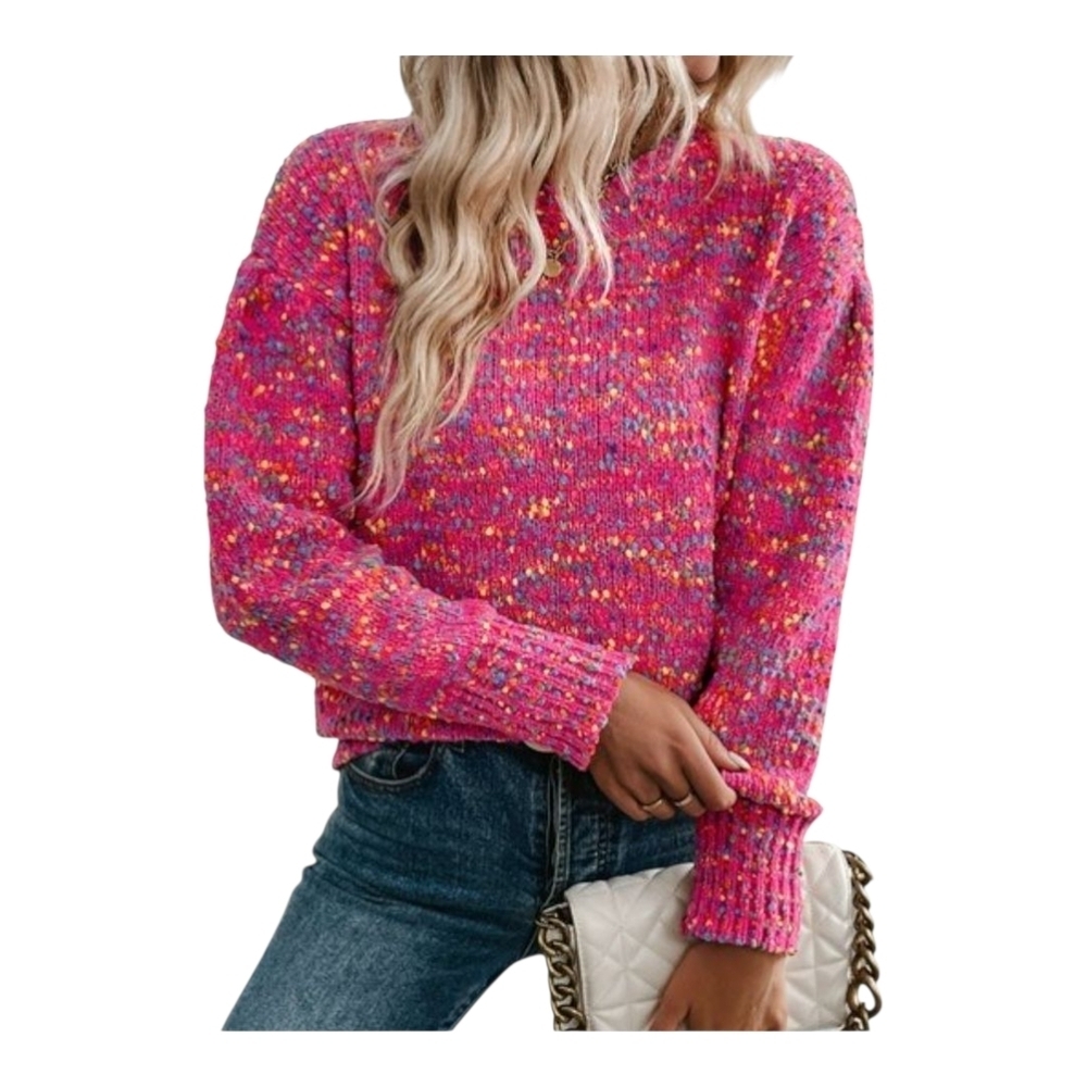 ROUNDTABLE INJ. - Comfy Soft Pink Confetti Sweater - Picture 5 of 7